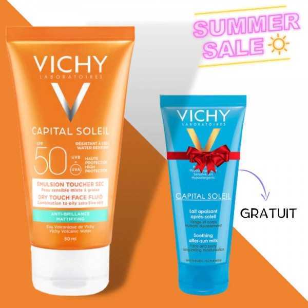 VICHY CAPITAL SOLEIL SOLAIRE TOUCHER SEC SPF50+ INVISIBLE 50ML + LAIT APPAISANT APRES SOLEIL 100ML