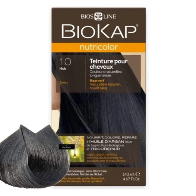 BIOKAP COLOR 1.0 NOIR NUTRICOLOR TEINTURE POUR CHEVEUX 140ML