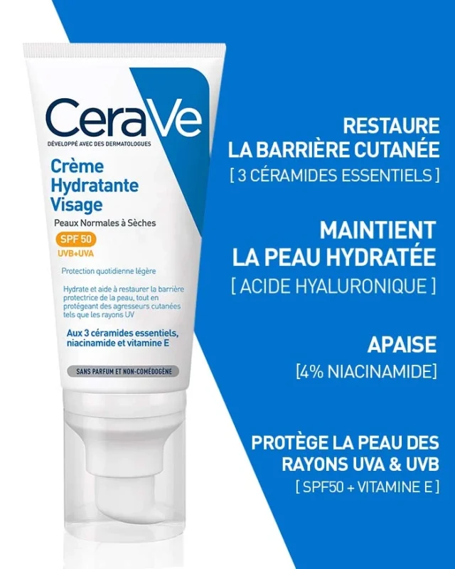 CERAVE CREME HYDRATANTE SPF50 VISAGE 52ML
