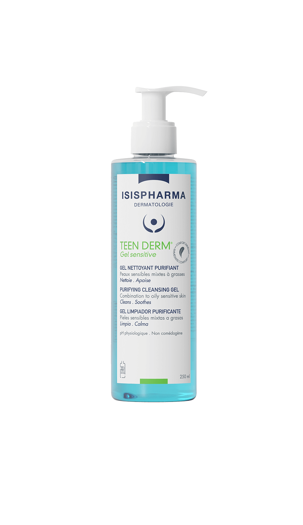 ISISPHARMA TEEN DERM GEL SENSITIVE NETTOYANT PURIFIANT PEAUX SENSIBLES MIXTES A GRASSES 250ML
